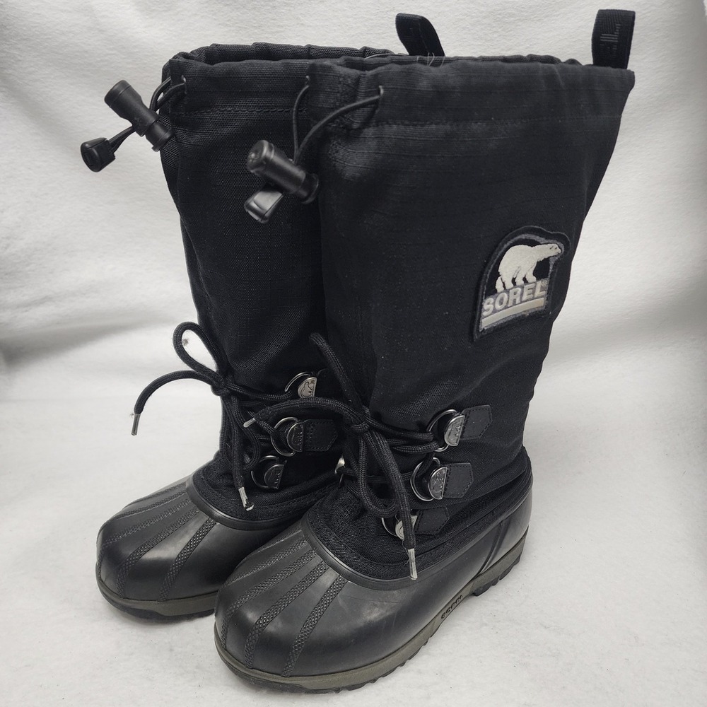 Sorel Snowfall NL1140-010 Women 6 Winter Boots Black Waterproof Lace Up Mid Calf